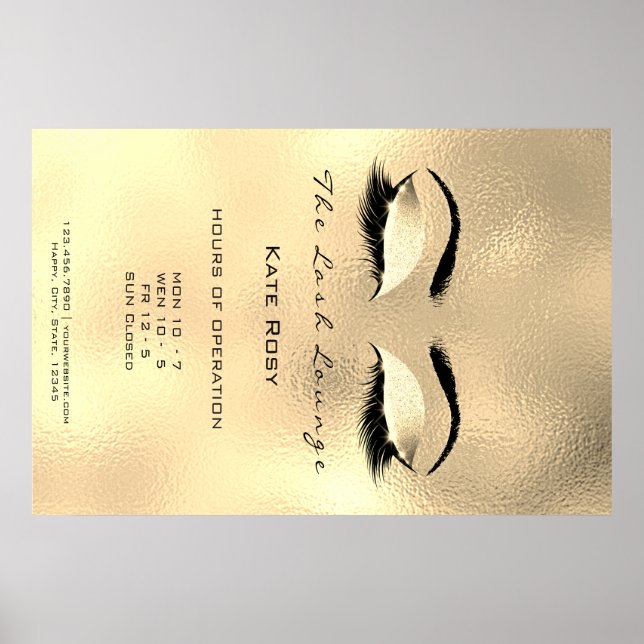 Makeup Beauty Salon Browns Goldene Öffnungszeiten Poster (Vorne)