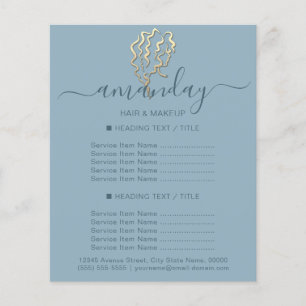 Makeup Beauty Salon Friseur Logo Gold Blau Flyer