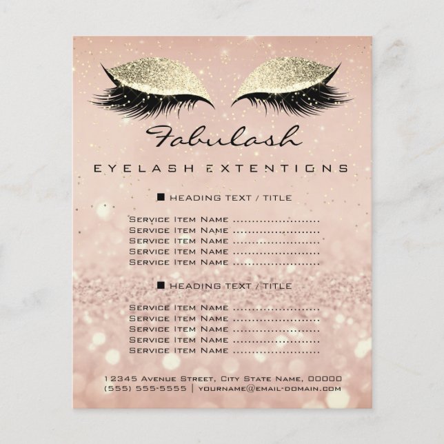Makeup Beauty Salon Glitzer Flyer Rosa Goldröse (Vorne)