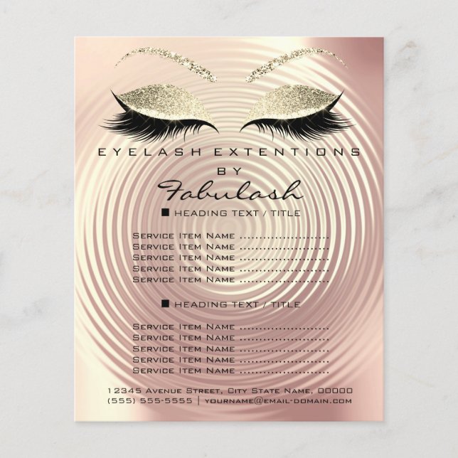 Makeup Beauty Salon Glitzer Flyer Rose Gold Skinny (Vorne)