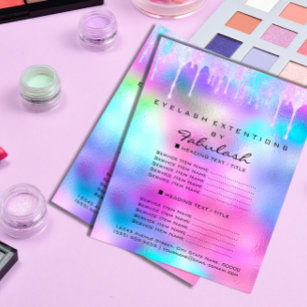 Makeup Beauty Salon Glitzer Holograph Pink Unicorn Flyer