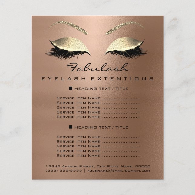 Makeup Beauty Salon Gold Glitzer Flyer Skinny Lux1 (Vorne)