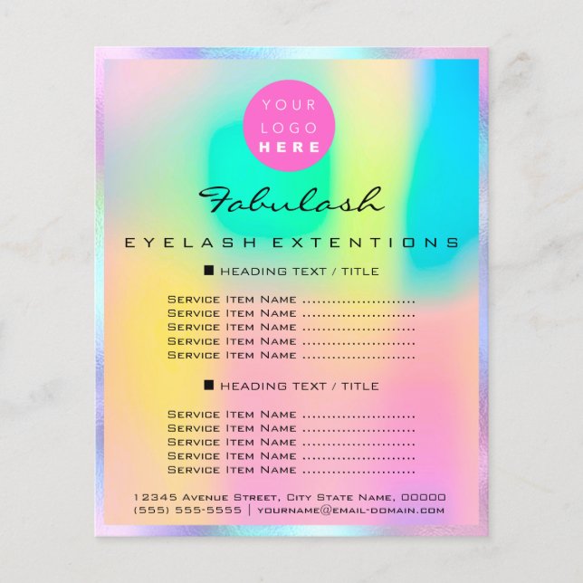 Makeup Beauty Salon Logo Pink Holograph Lashes Flyer (Vorne)