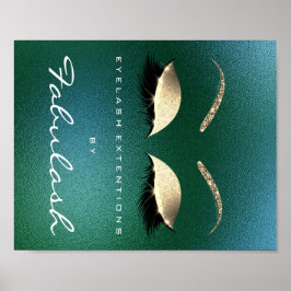 Makeup Beauty Salon Name Gold Lashes Tropical Poster
