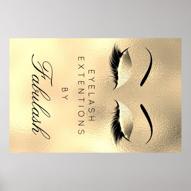 Makeup Beauty Salon Name Gold Luxus Augenbrauen Poster (Vorne)