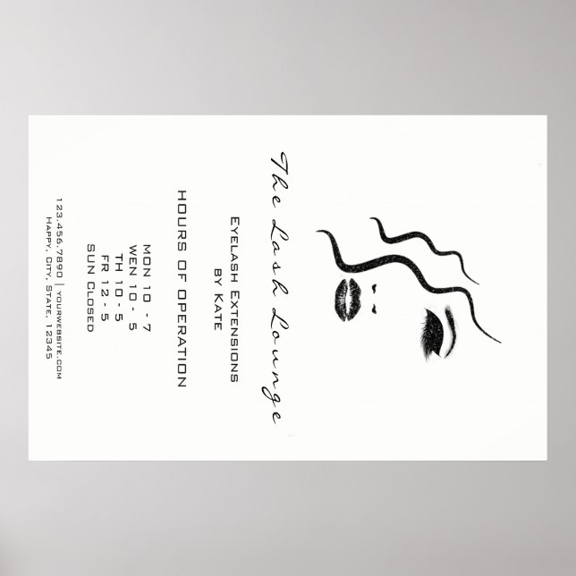 Makeup Beauty Salon Name Logo-Logo Glam Adress Ope Poster (Vorne)