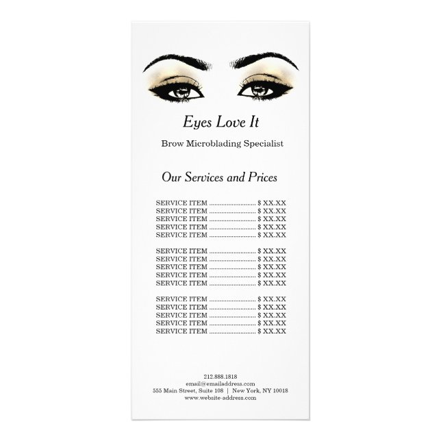 Makeup Beauty Salon Name Microblanding Lashes Werbekarte (Vorne)