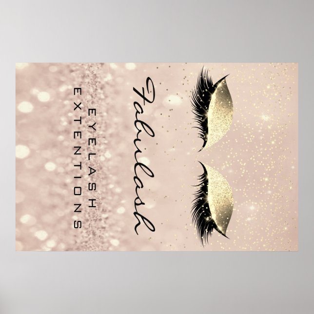 Makeup Beauty Salon Name Rose Gold Glam Eyebrow Poster (Vorne)