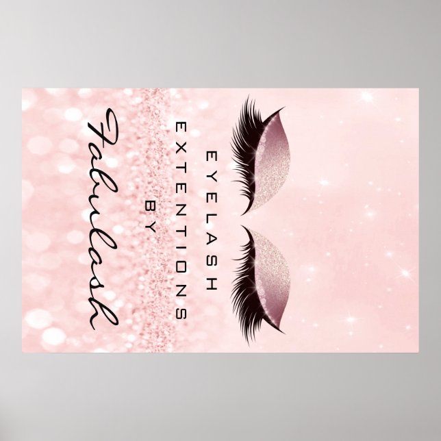 Makeup Beauty Salon Name Rose Gold Pink Eyebrow Poster (Vorne)