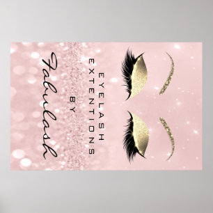 Makeup Beauty Salon Name Rose Gold Pink Eyebrow Poster