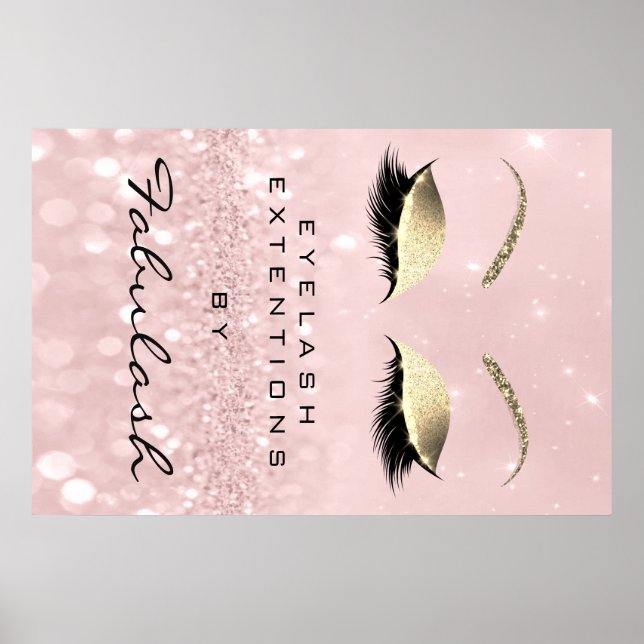 Makeup Beauty Salon Name Rose Gold Pink Eyebrow Poster (Vorne)