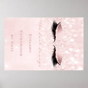 Makeup Beauty Salon Name Weißrosa Funkelnd Lashes Poster