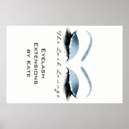 Makeup Beauty Salon Name White Blue Black Eyebrows Poster
