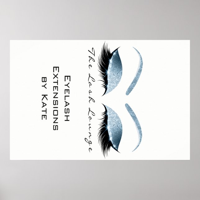 Makeup Beauty Salon Name White Blue Black Eyebrows Poster (Vorne)