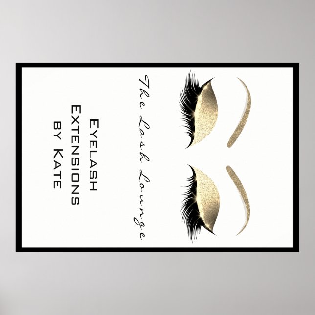 Makeup Beauty Salon Name White Gold Glam Eyebrows Poster (Vorne)