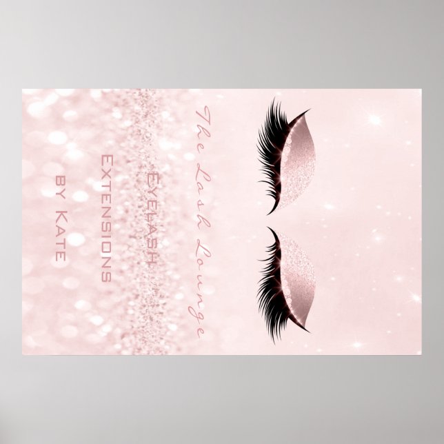 Makeup Beauty Salon Name White Pink Rose Lashes Poster (Vorne)