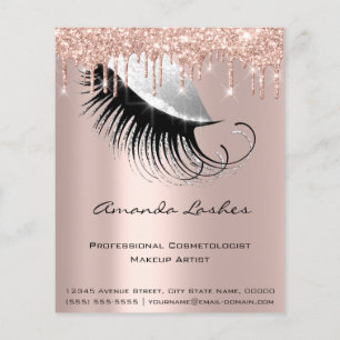 Makeup Beauty Salon Pink Glitzer Flyer Grau Rose