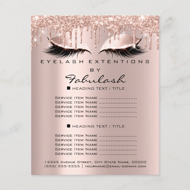 Makeup Beauty Salon Pink Glitzer Flyer Park Tropfe (Vorne)