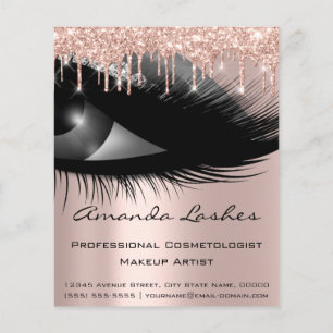 Makeup Beauty Salon Pink Glitzer Tropfen Grau Rose Flyer