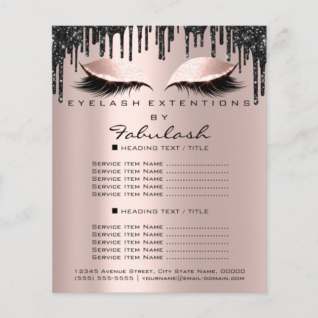 Makeup Beauty Salon Rose Black Tropfens Flyer Lash (Vorne)