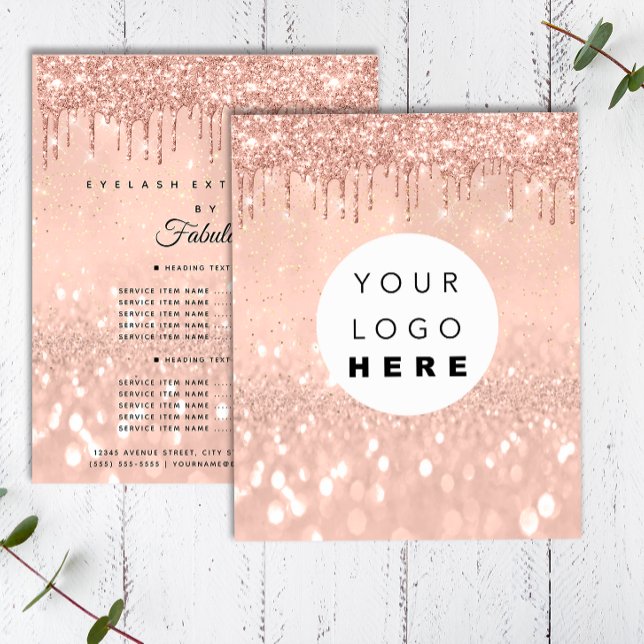 Makeup Beauty Salon Rose Glitzer Preis Logo Flyer (Makeup Beauty Salon Rose Glitter Price Logo Flyer)