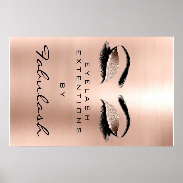 Makeup Beauty Salon Waxing Gold Glam Pink Augenbra Poster (Vorne)