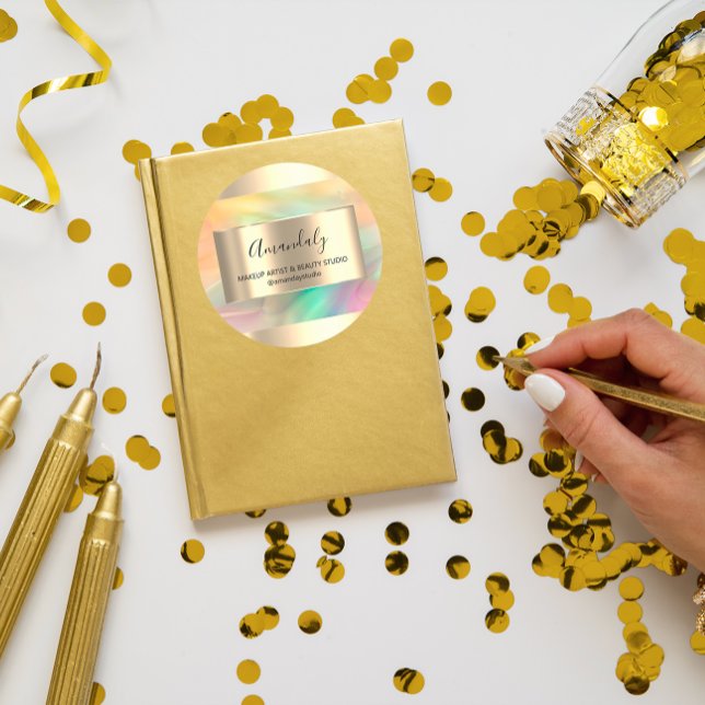 Makeup Beauty Shop Frame Gold Gefallen lackiert Runder Aufkleber (Makeup Beauty Shop Frame Gold Favor Painted Classic Round Sticker)