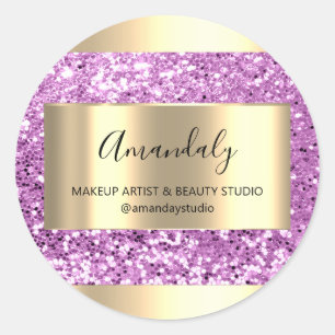 Makeup Beauty Shop Gold Gefallen Pink Glitzer Runder Aufkleber
