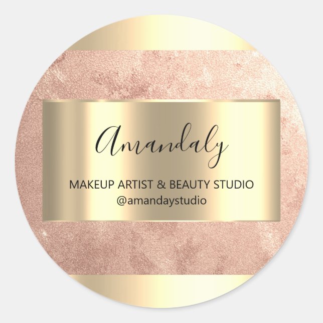 Makeup Beauty Shop Gold Günstige Rose Runder Aufkleber (Vorderseite)