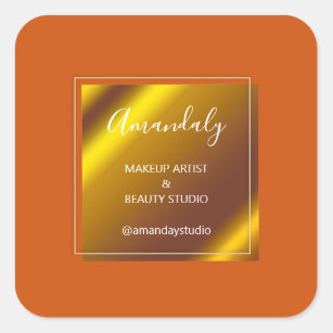 Makeup Beauty Shop Vielen Dank Royal Orange Quadratischer Aufkleber