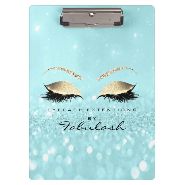 Makeup Beauty Studio Lashes Blue Gold Klemmbrett (Vorderseite)