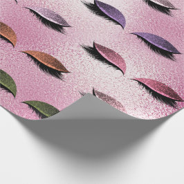 Makeup Blush Eyes Glass Pink Rose Glitzer Lashes Geschenkpapier