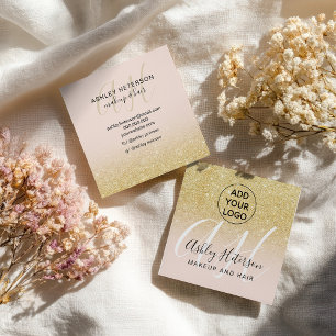 Makeup blush schicker Glitzer-Logo Quadratische Visitenkarte