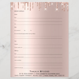 Makeup Bridal Consulting Form Rose Tropfen Glitzer Flyer