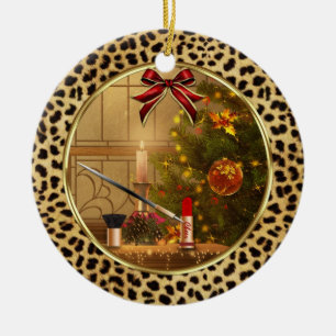 Makeup Cheetah Print Round Ornament