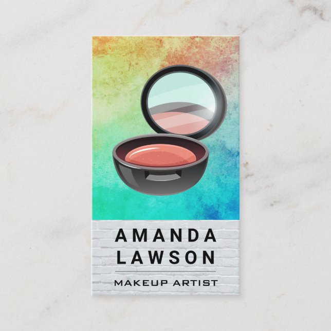 Makeup Compact | Weiße Ziegelfarbe Terminkarte (Vorderseite)