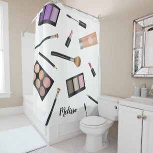 Makeup-Darstellung mit Personalisiertem Namen Duschvorhang