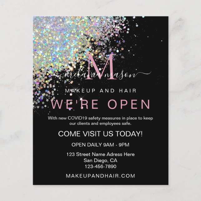 Makeup Elegant Holographic Rose Gold Glitzer Black Flyer (Vorne)