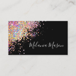 Makeup Elegant Holographic Rose Gold Glitzer Black Visitenkarte