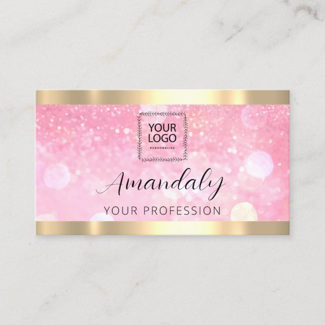 Makeup Esthetician Lash Nails QR Code Logo Glitzer Visitenkarte (Vorderseite)