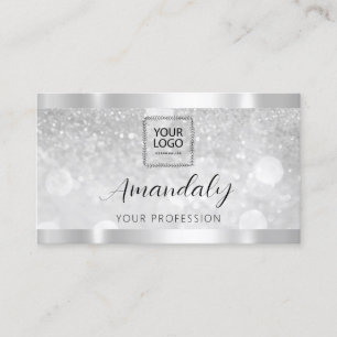 Makeup Esthetician Lash Nails QRCode Logo Silver B Visitenkarte