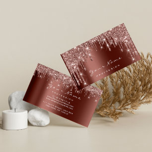 Makeup Event Glitzer Rose Nägel Maniküre braun Visitenkarte