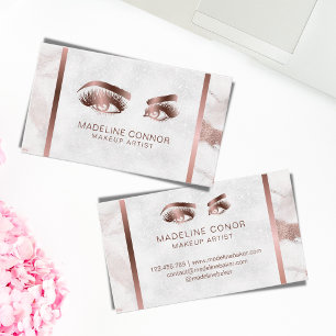 Makeup Eyebrow Eye Lashes Rose Gold Marmor Textur Visitenkarte