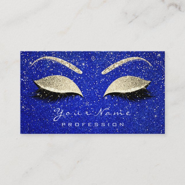Makeup Eyebrow Eyes Lashes Glitzer Cobalt Gold Visitenkarte (Vorderseite)