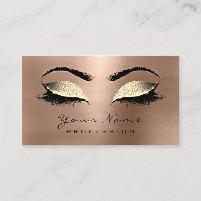 Makeup Eyebrow Eyes Lashes Glitzer Gold Chocolate Visitenkarte (Vorderseite)