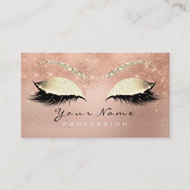 Makeup Eyebrow Eyes Lashes Glitzer Rose Confetti1 Visitenkarte (Vorderseite)