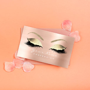 Makeup Eyebrow Eyes Lashes Glitzer Rose Gold Visitenkarte
