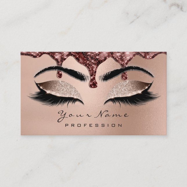 Makeup Eyebrow Eyes Lashes Glitzer Rose Gold Wax Visitenkarte (Vorderseite)