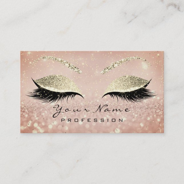 Makeup Eyebrow Eyes Lashes Glitzer Skinny Gold Visitenkarte (Vorderseite)