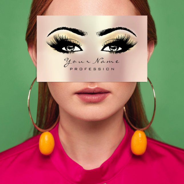Makeup Eyebrow Eyes Lashes Glitzer WELLNESS-CENTER Visitenkarte (Makeup Eyebrow Eyes Lashes Glitter SPA Champaigne Business Card)